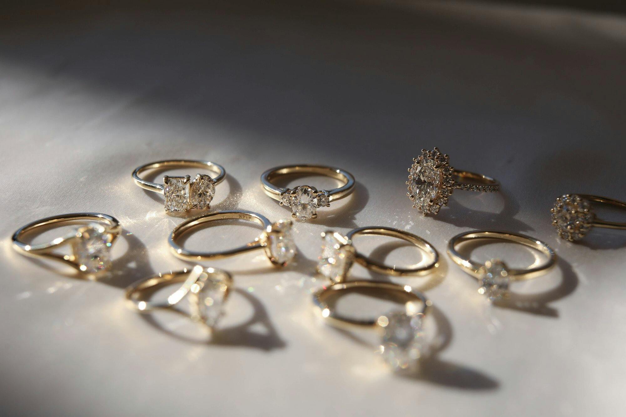 group shot of engagement rings