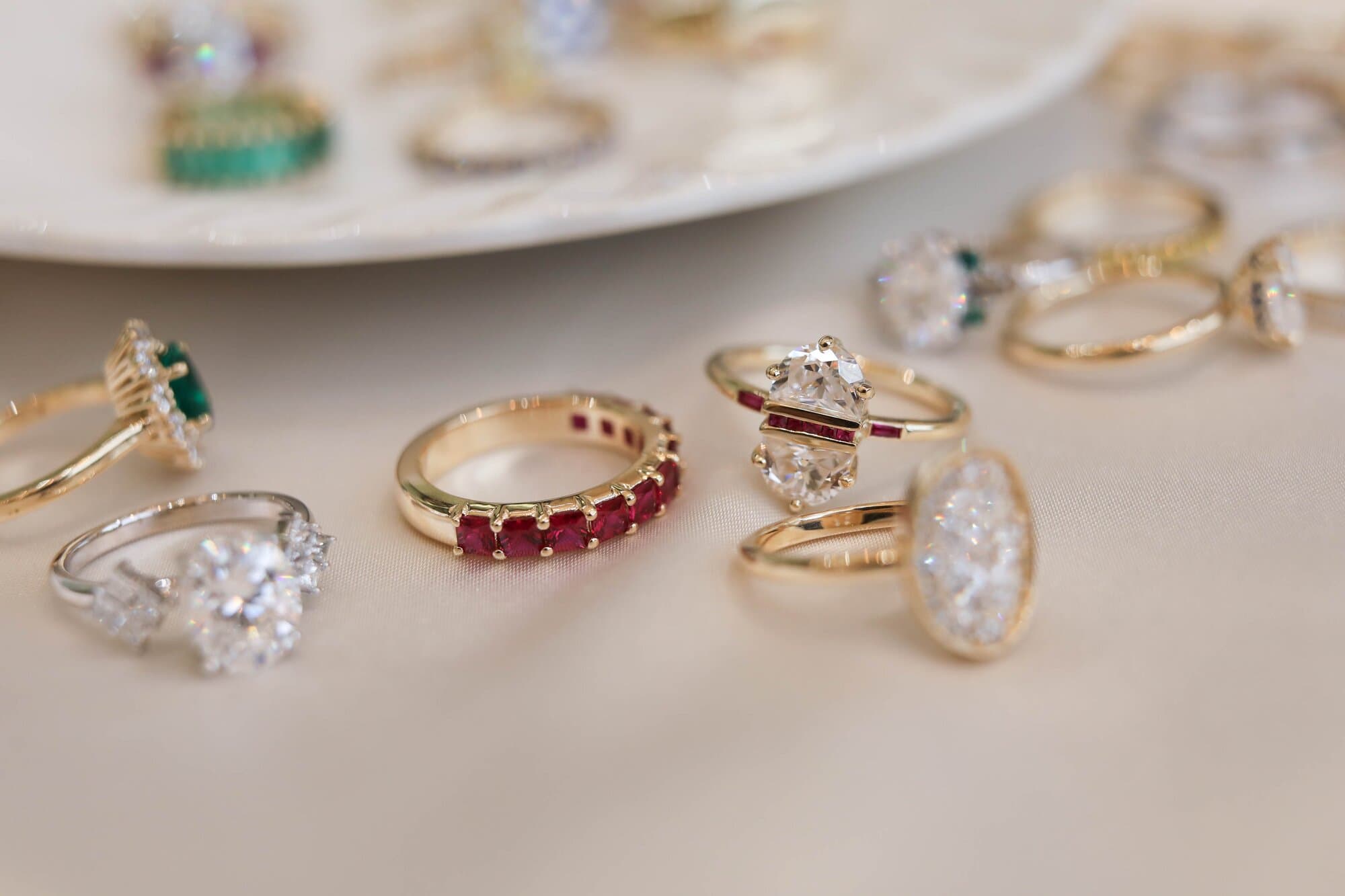 groupshot of gemstone rings